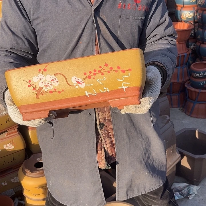 紫砂紫砂花盆和小盆栽