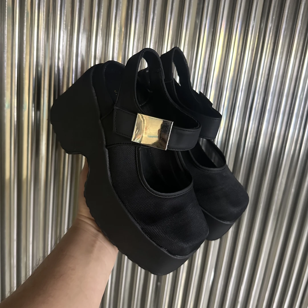 336-1 厚底玛丽珍鞋女新款高跟坡跟浅口单鞋