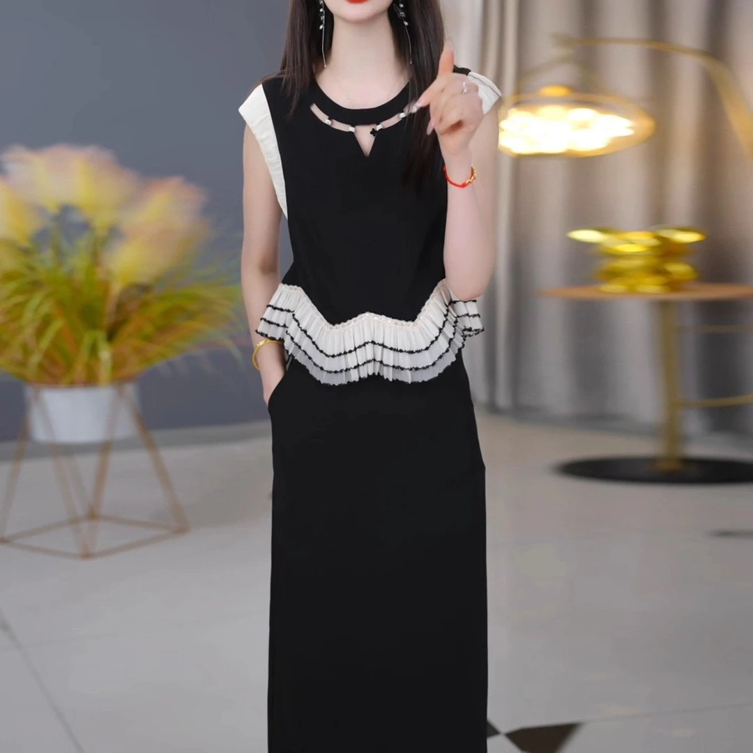 香风套装2025时尚新款显瘦上衣夏季两件套简约遮肉遮肚