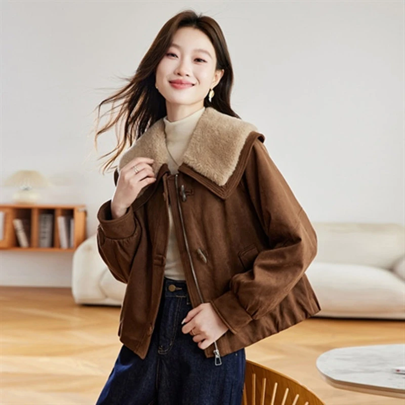 2025复古短外套加厚INS风冬季女款加绒新款夹棉加厚棉衣棉服短款