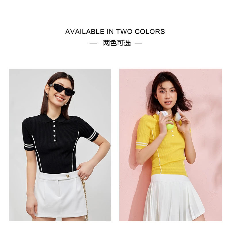 unipolo 小翻领双色拼色自带腰部收身线条凉感polo