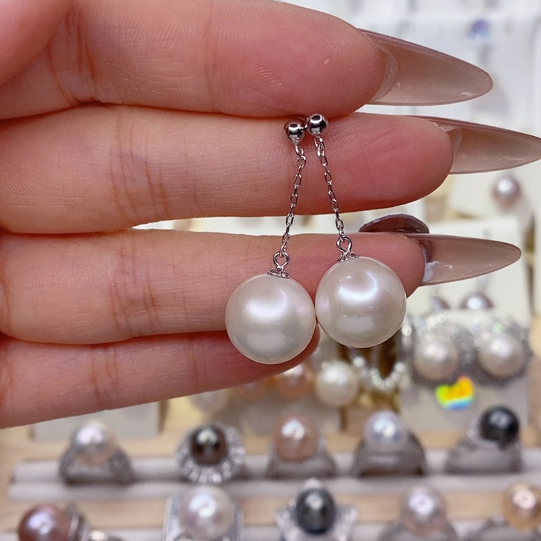 康****银S925镶嵌淡水珍珠耳饰