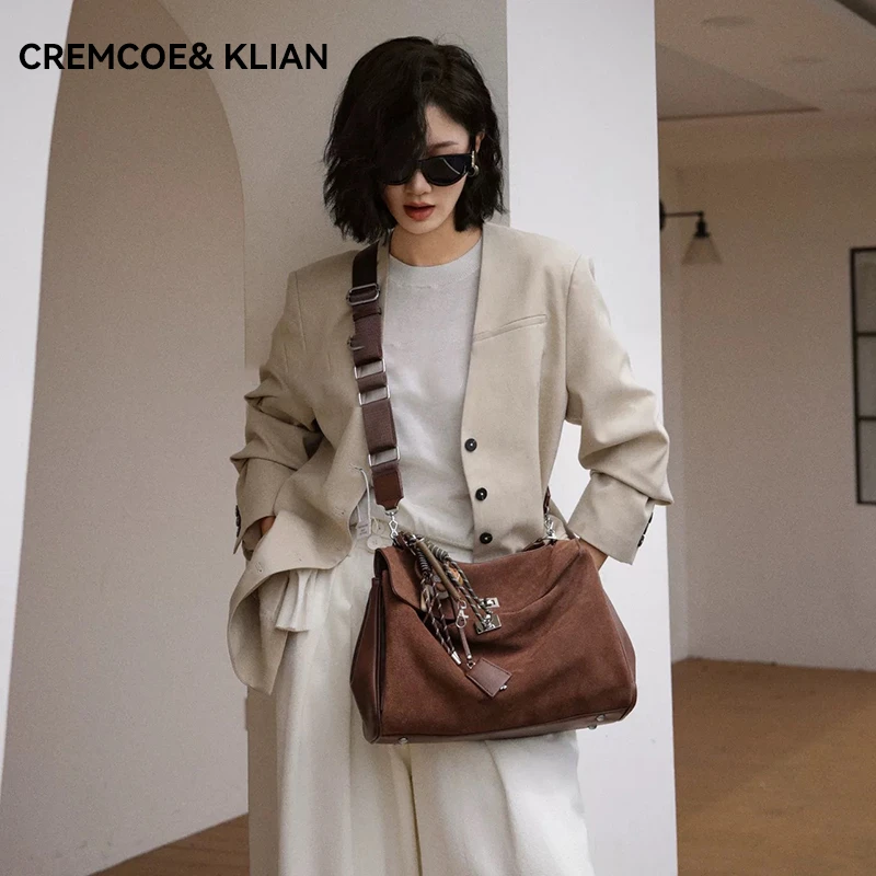【官方正品 Cremcoe&Klian】磨砂皮小众手提凯莉包慵懒风斜挎包