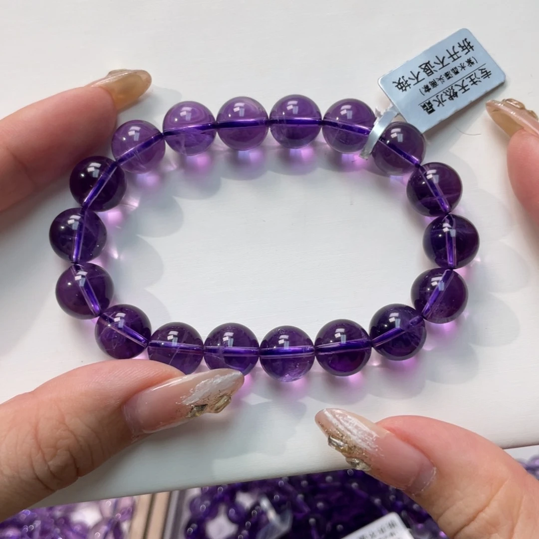 紫晶手链未镶嵌巴西浓郁紫BRA11m