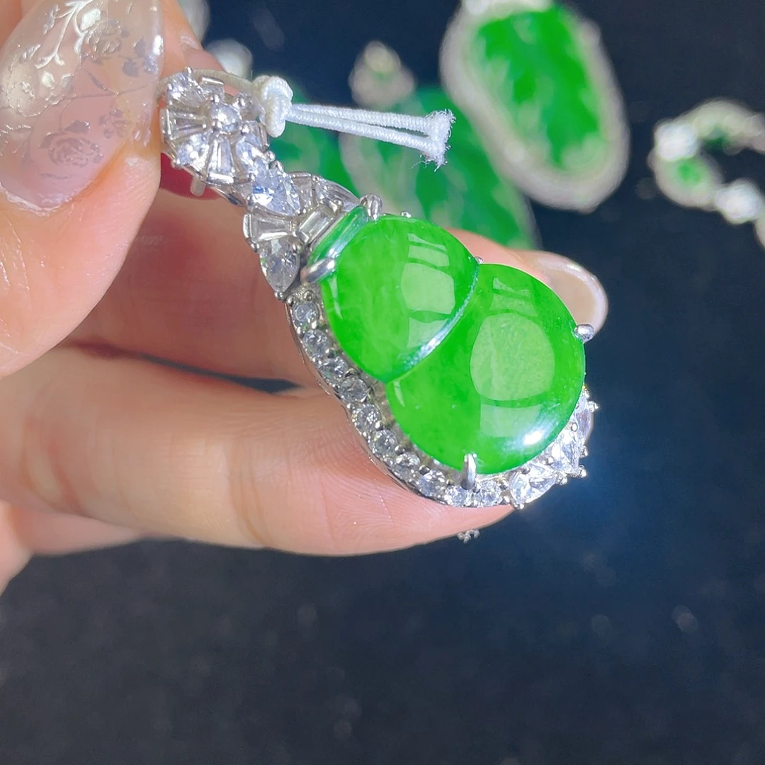 翡翠吊坠(不含链)银S925镶嵌