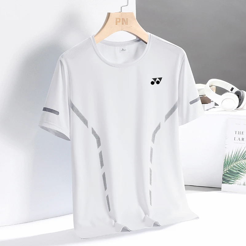 YY尼克斯冰丝速干衣透气短袖T恤男款户外运动宽松休闲圆领t恤半袖