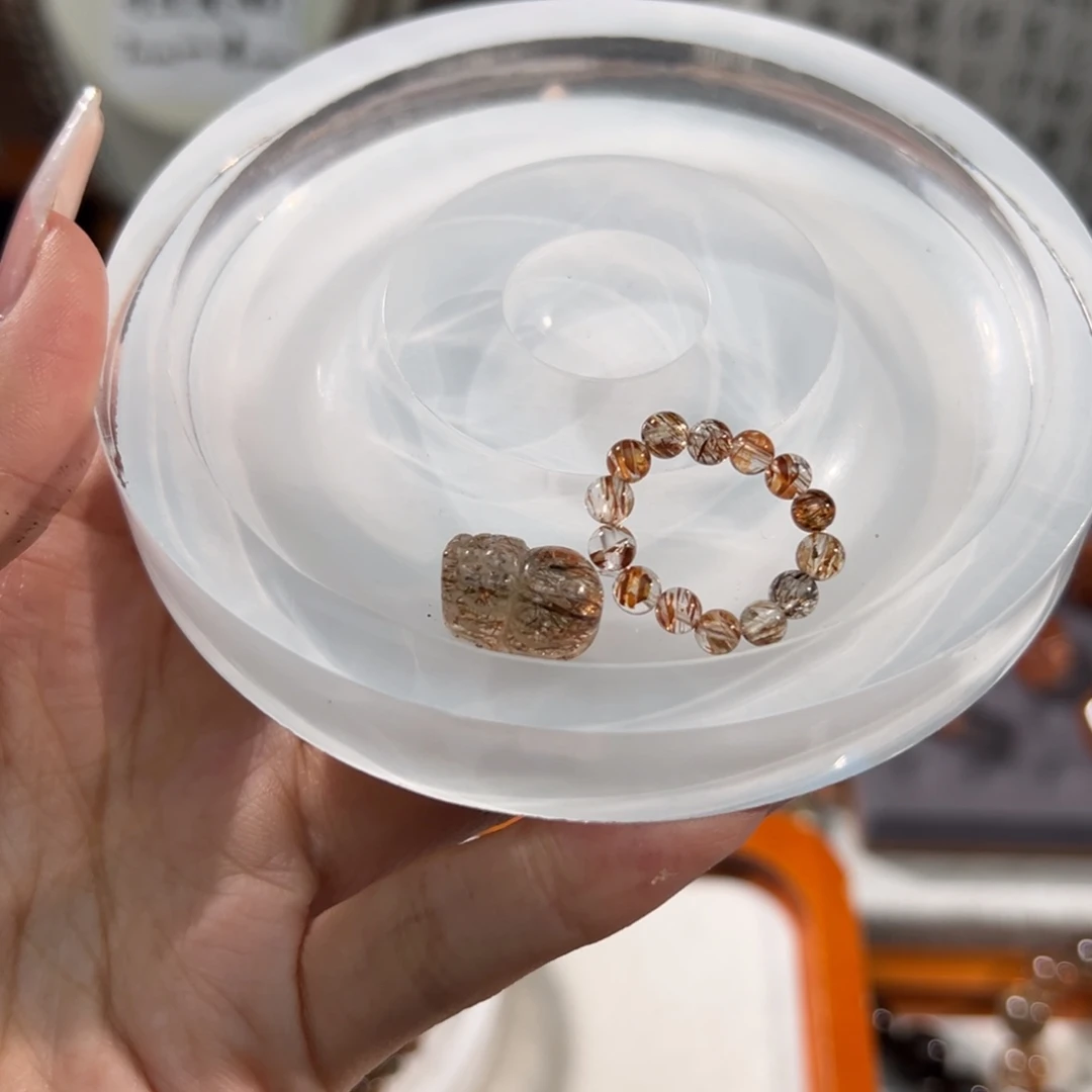 A***N水晶未镶嵌手链黑金超七