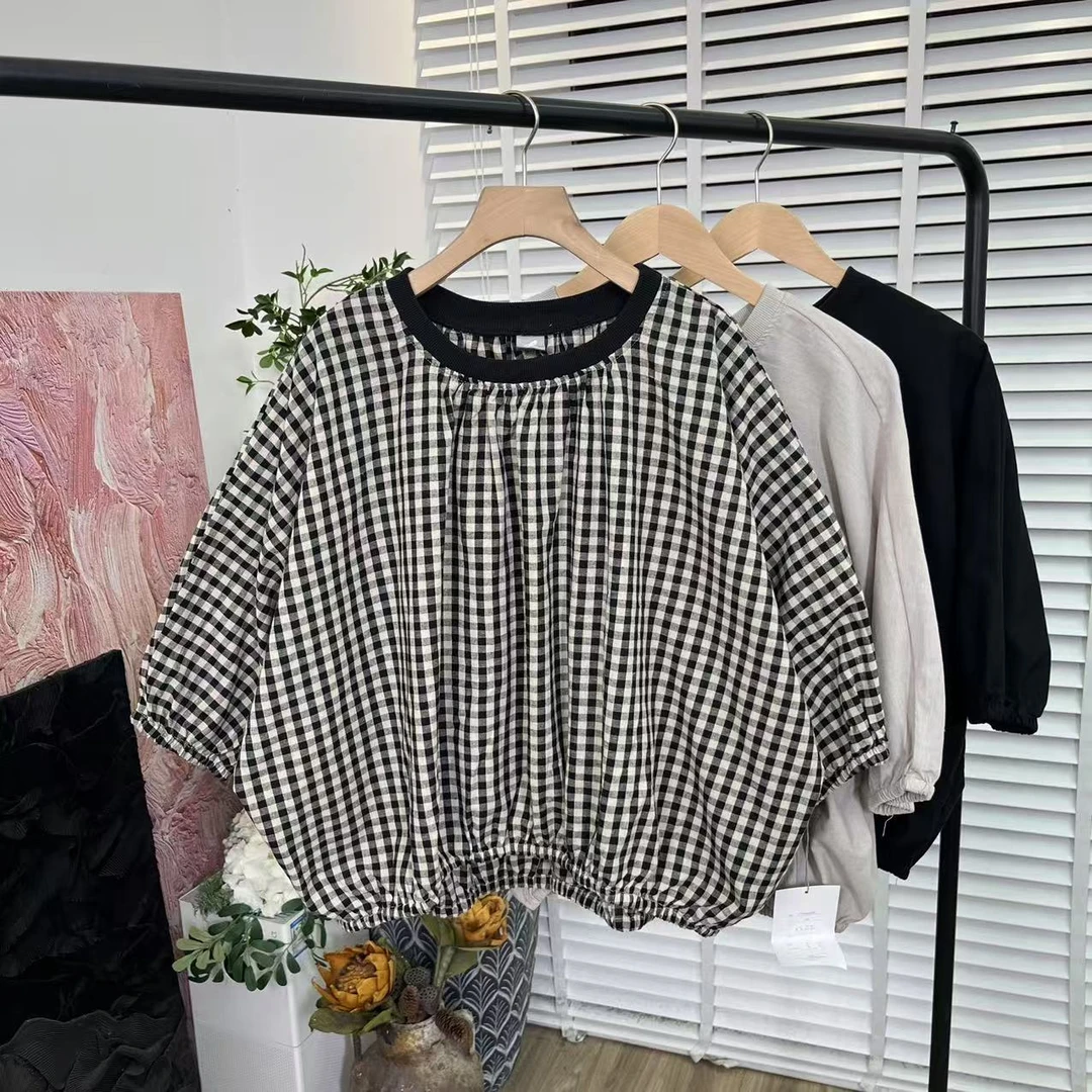 日系超有感觉「宽松百搭套头蝙蝠袖」套头衬衫女E5474