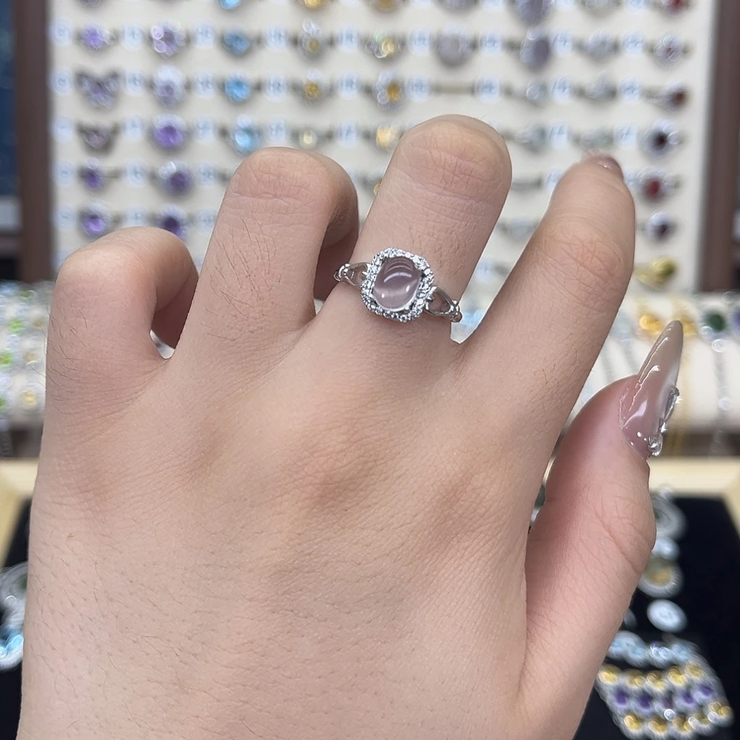 银S925镶嵌芙蓉石戒指