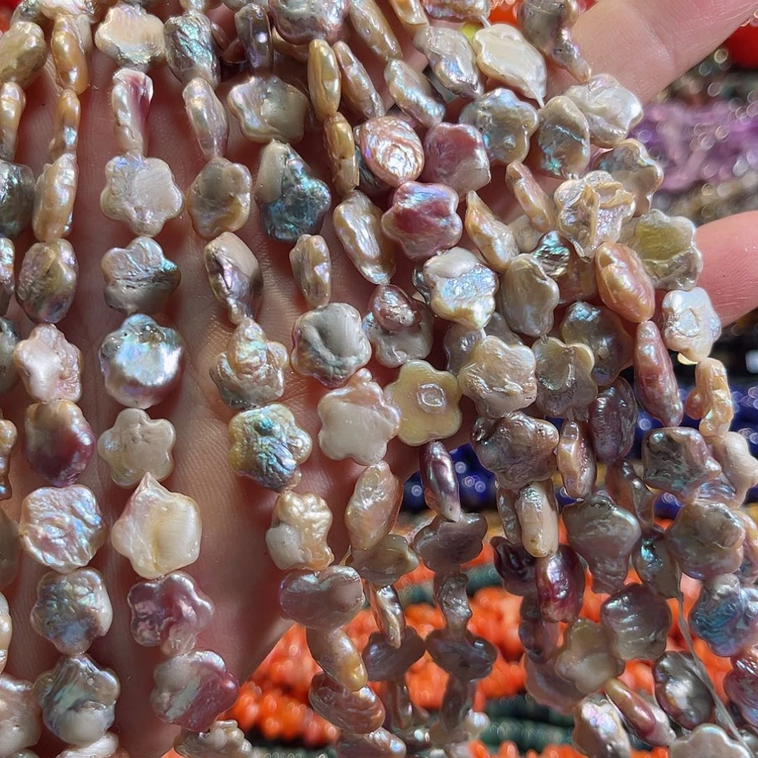 玛瑙/玉髓合金珠宝半成品淡水珍珠巴洛克一条五瓣花11mm