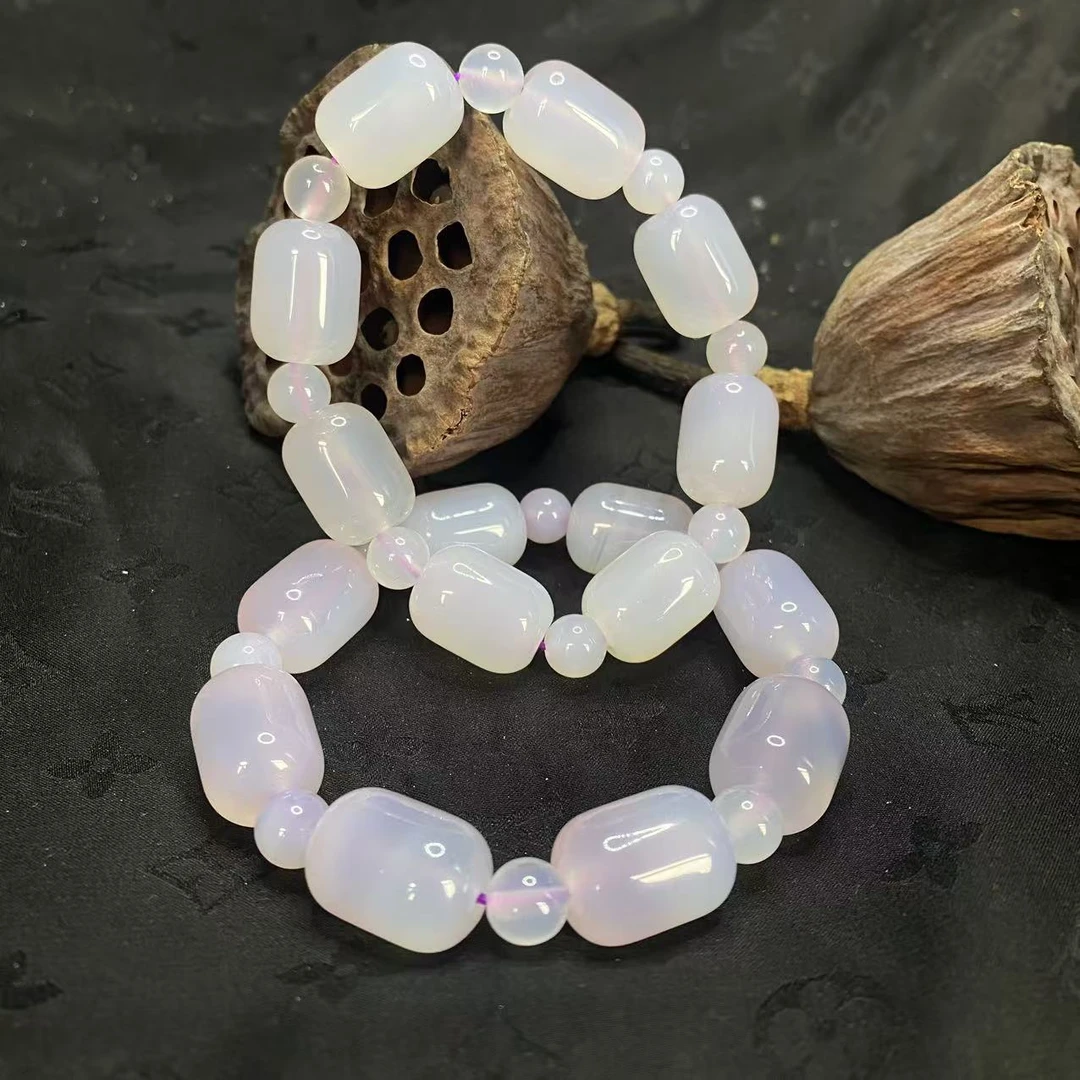 【玉合缘】天然高冰玛瑙玉髓路路通手串-多样性发一 5663