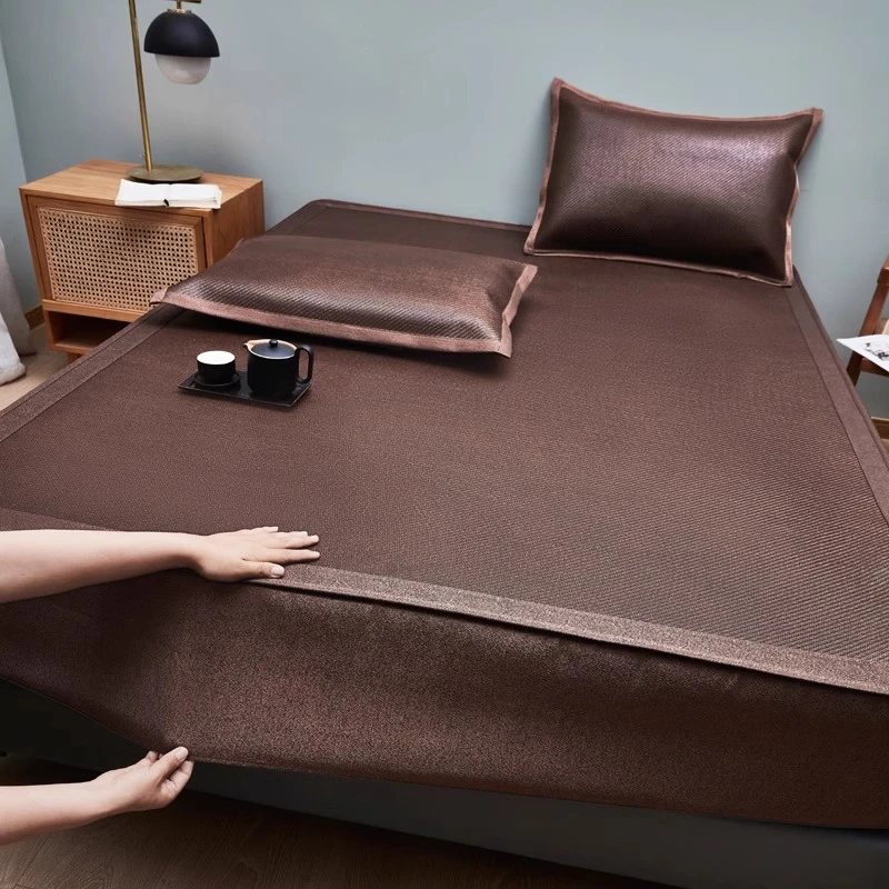 夏季新款加厚可折叠藤席高档凉席床笠款三件套全包固定草席子