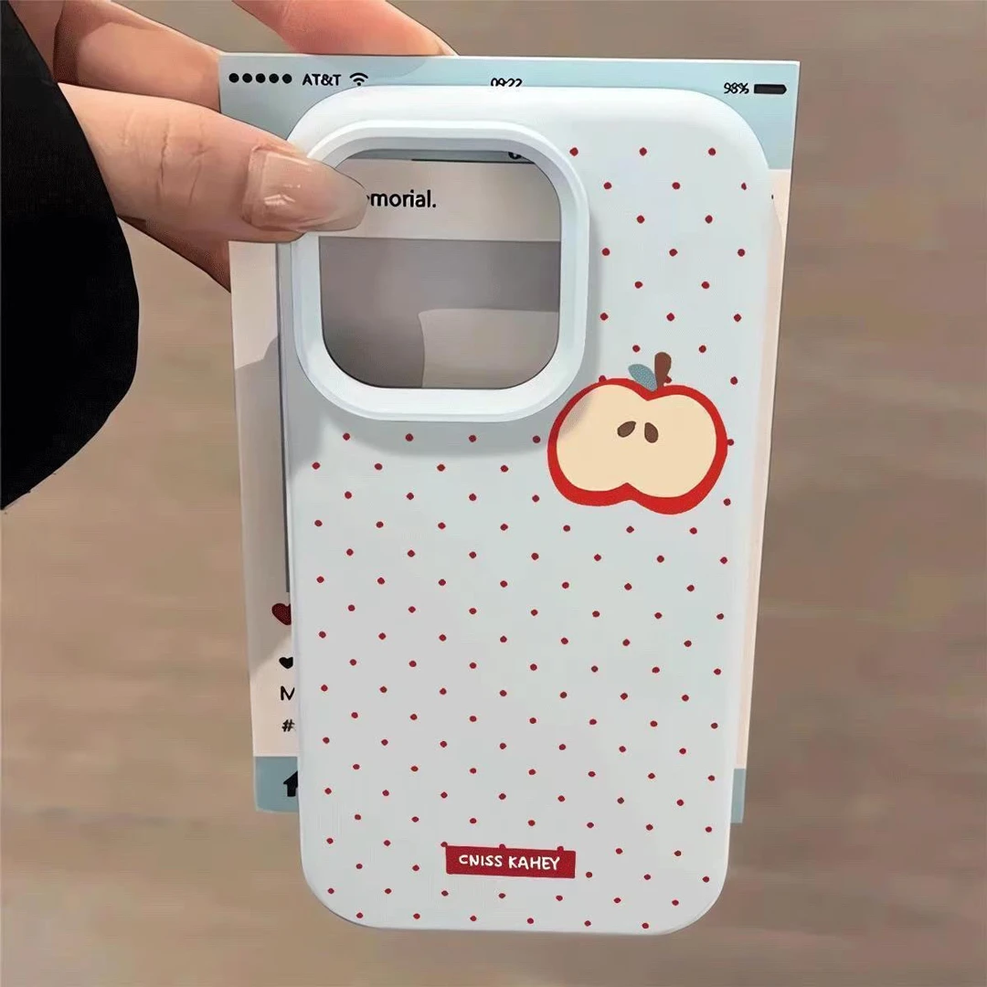 韩系波点苹果适用iPhone16Promax液态硅胶手机壳15简约14女13/12