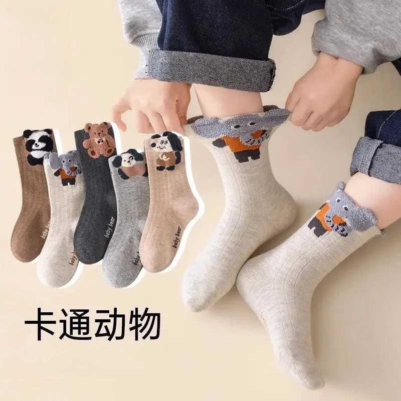 儿童袜子春秋男童袜男中大童袜男宝宝透气中女童秋季可爱中筒棉袜
