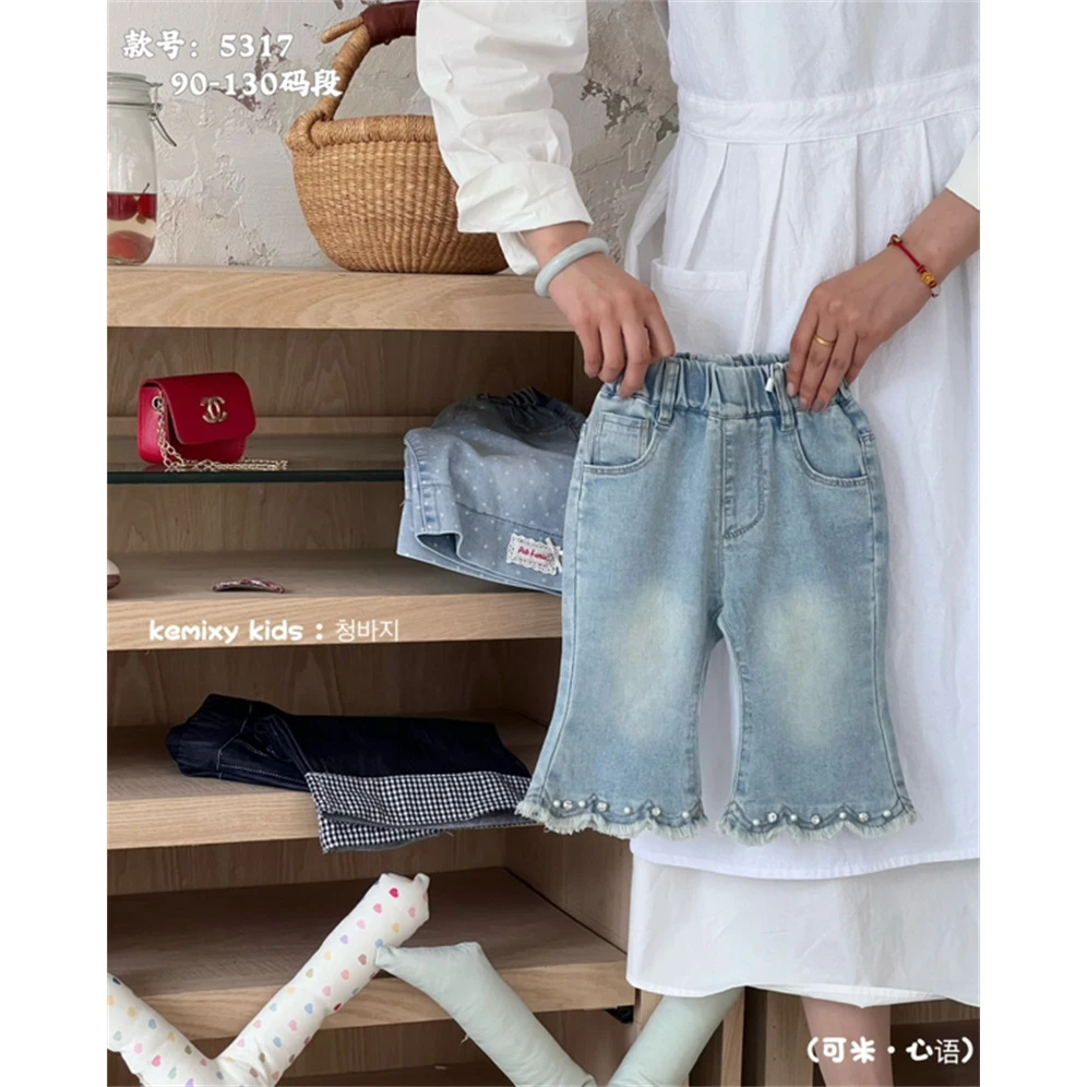 可米心语·25夏~珍珠蝴蝶结喇叭七分裤K5317