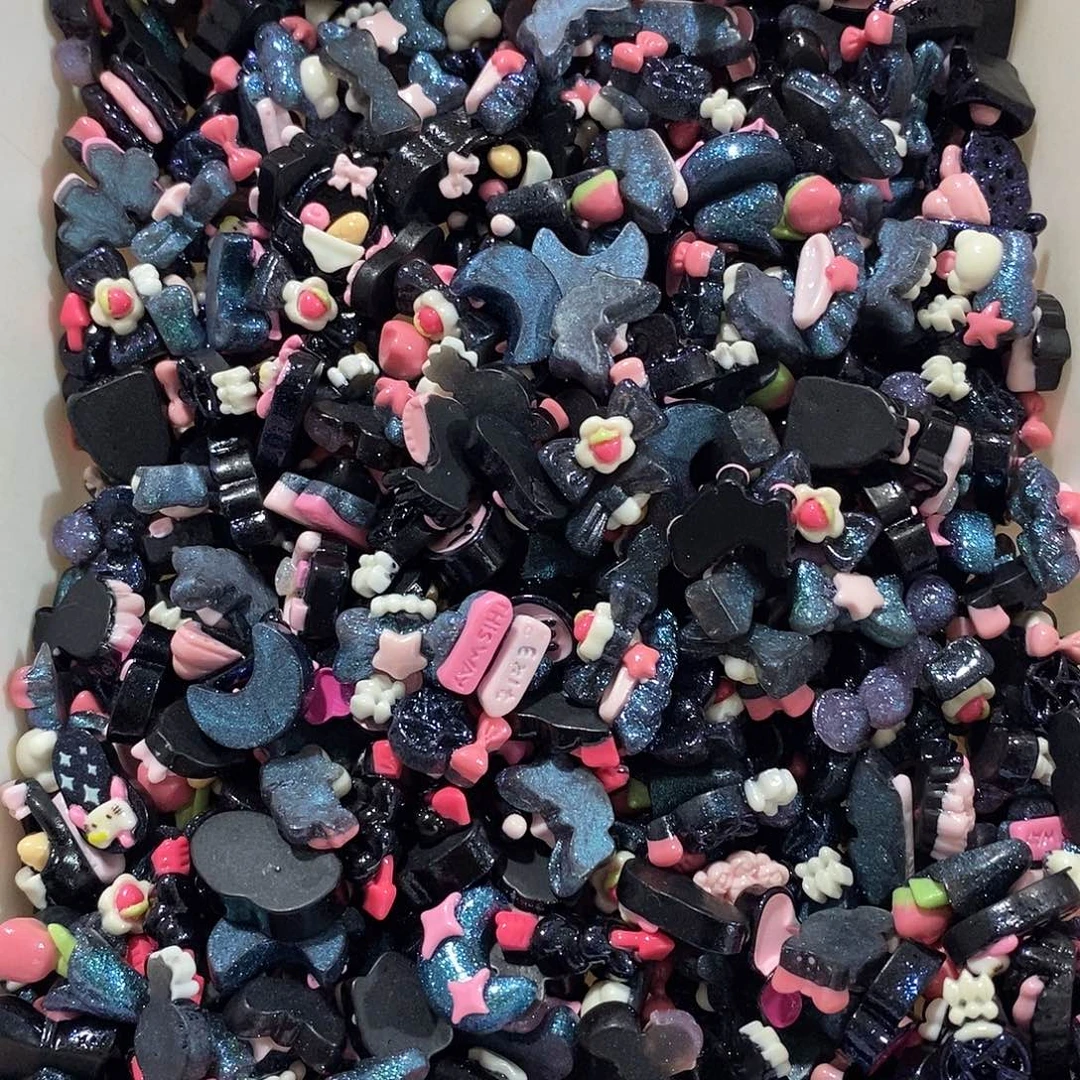树脂想念迷你金粉黑色系混100+