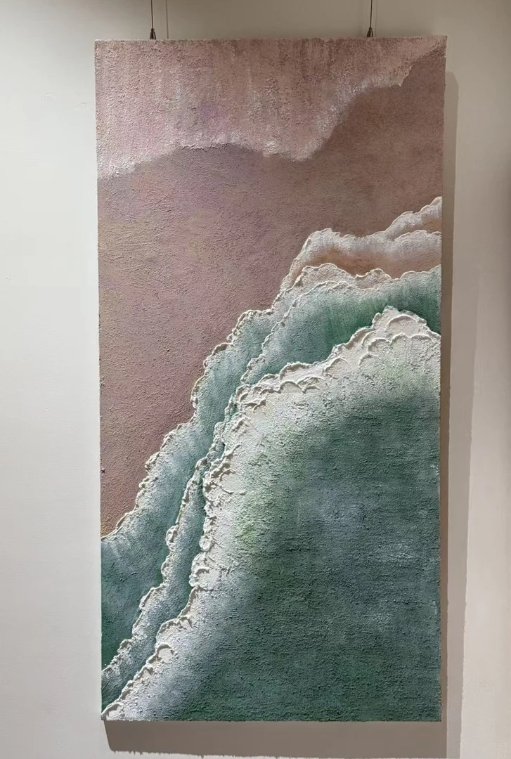 治愈系海浪，石英砂肌理画