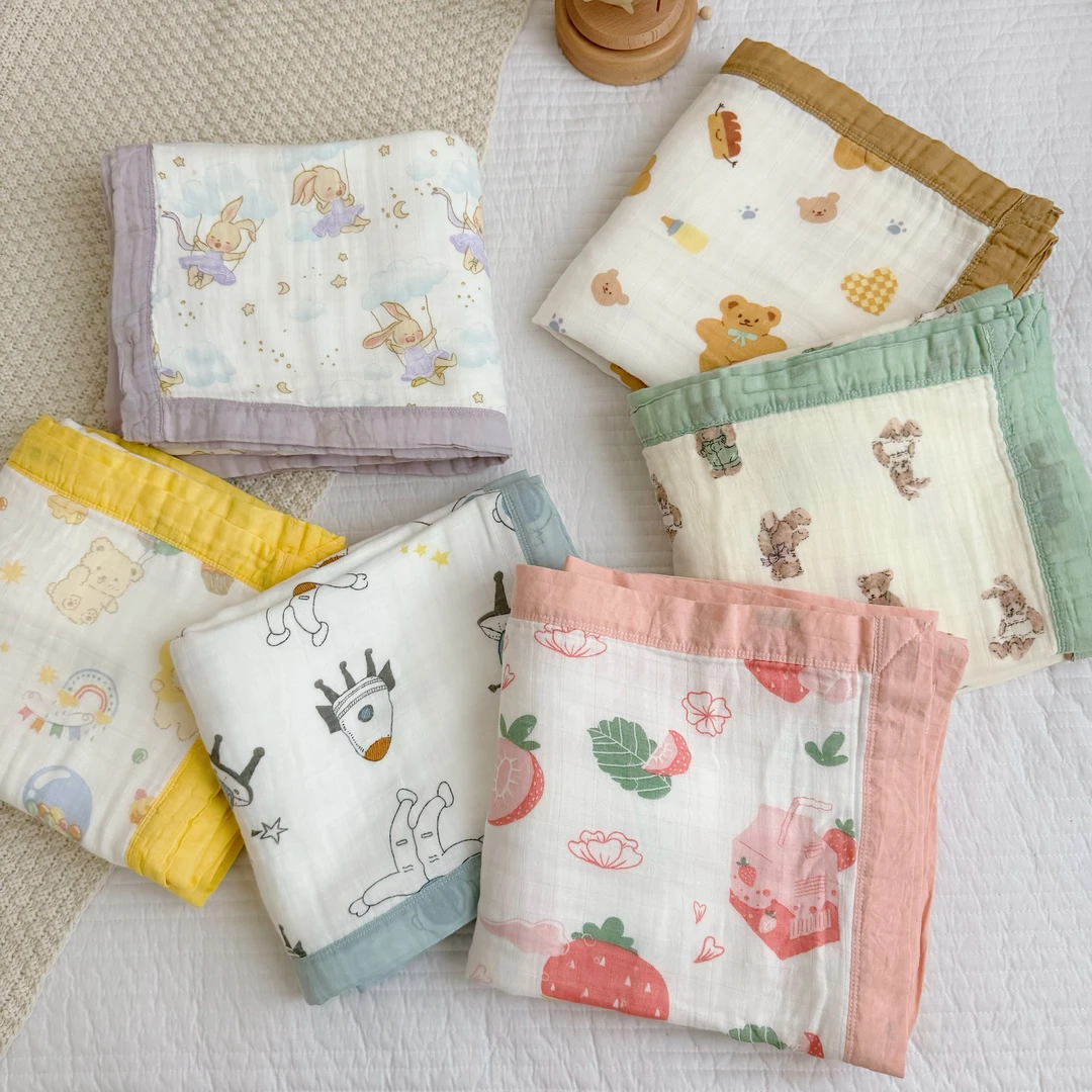 婴幼儿夏季四层竹纤维纱布毯毛巾被空调毯幼儿园宝宝柔软薄盖毯