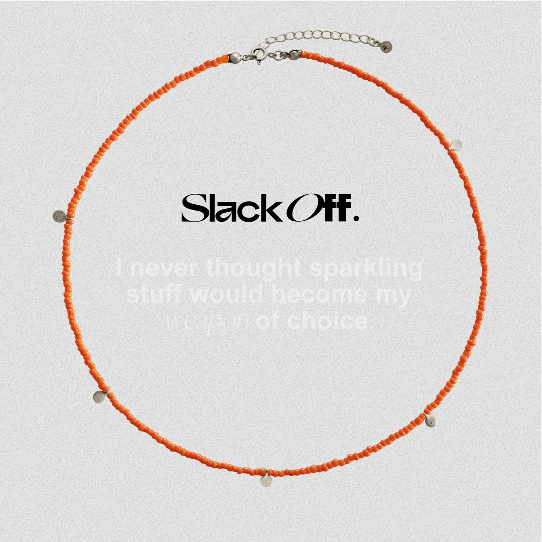 合金琉璃项链 S.O橘里橘气项链 做旧金属银色小坠橘色小细珠项链