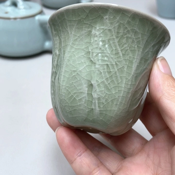 瓷赵琳豆绿支钉百财杯带礼盒