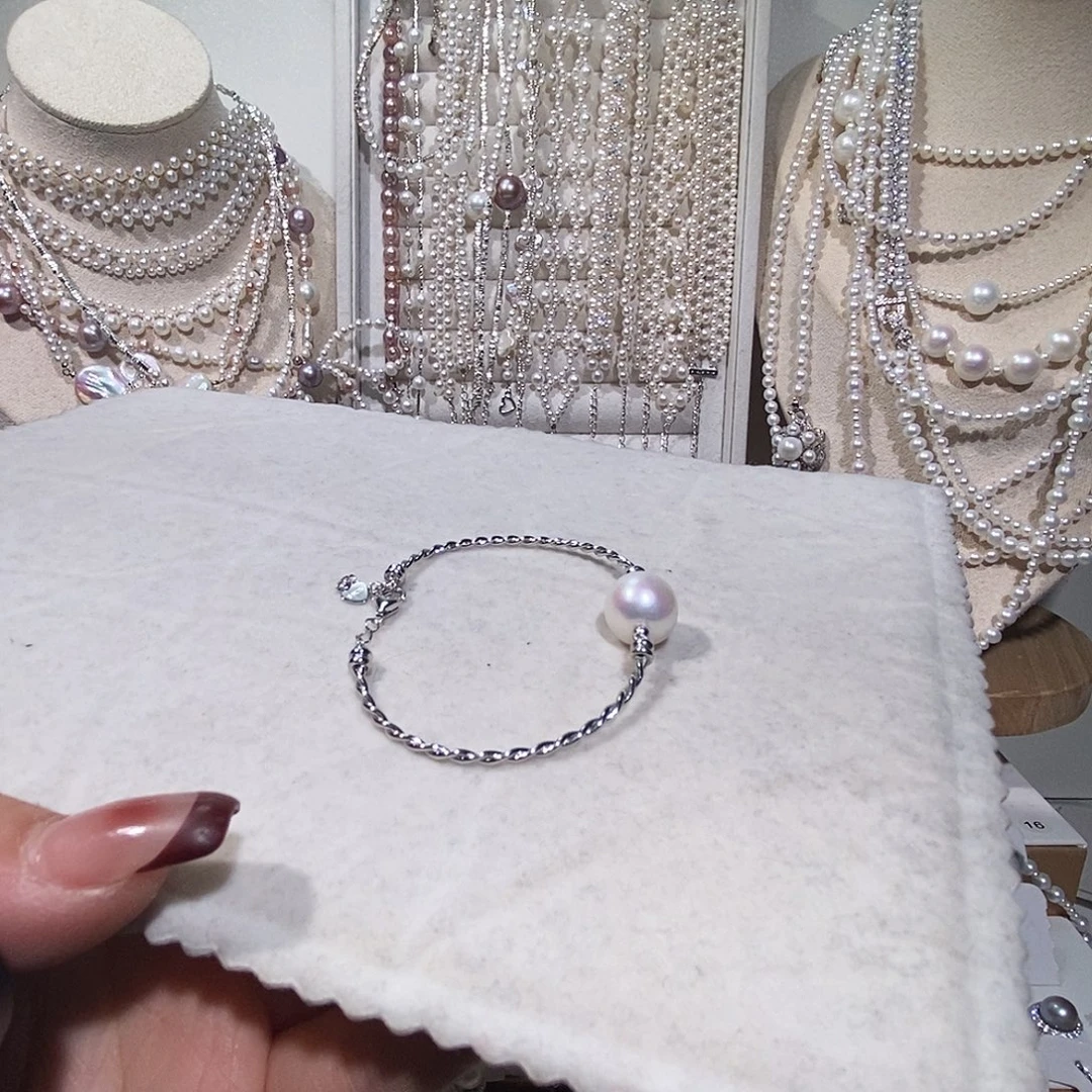 非金属925银纯银手镯炫彩珠