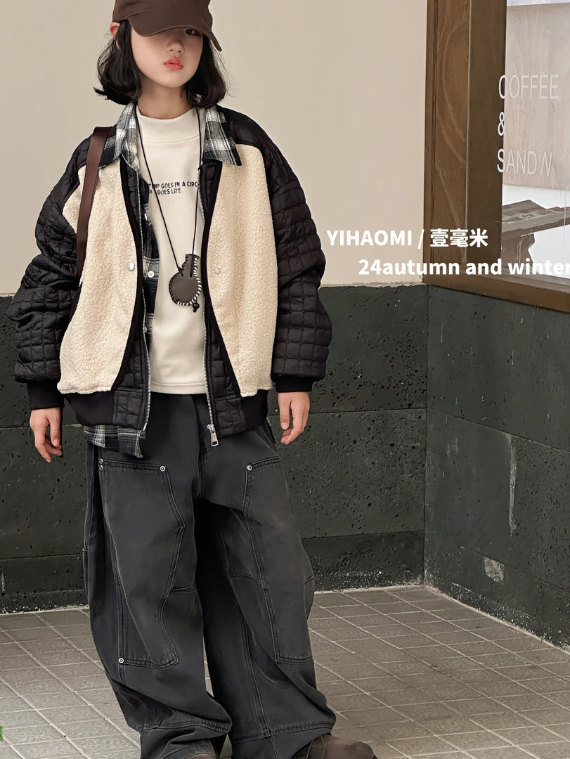 毫 2025 【X】2月10日 男童女童时尚黑色拼接棉服4303-