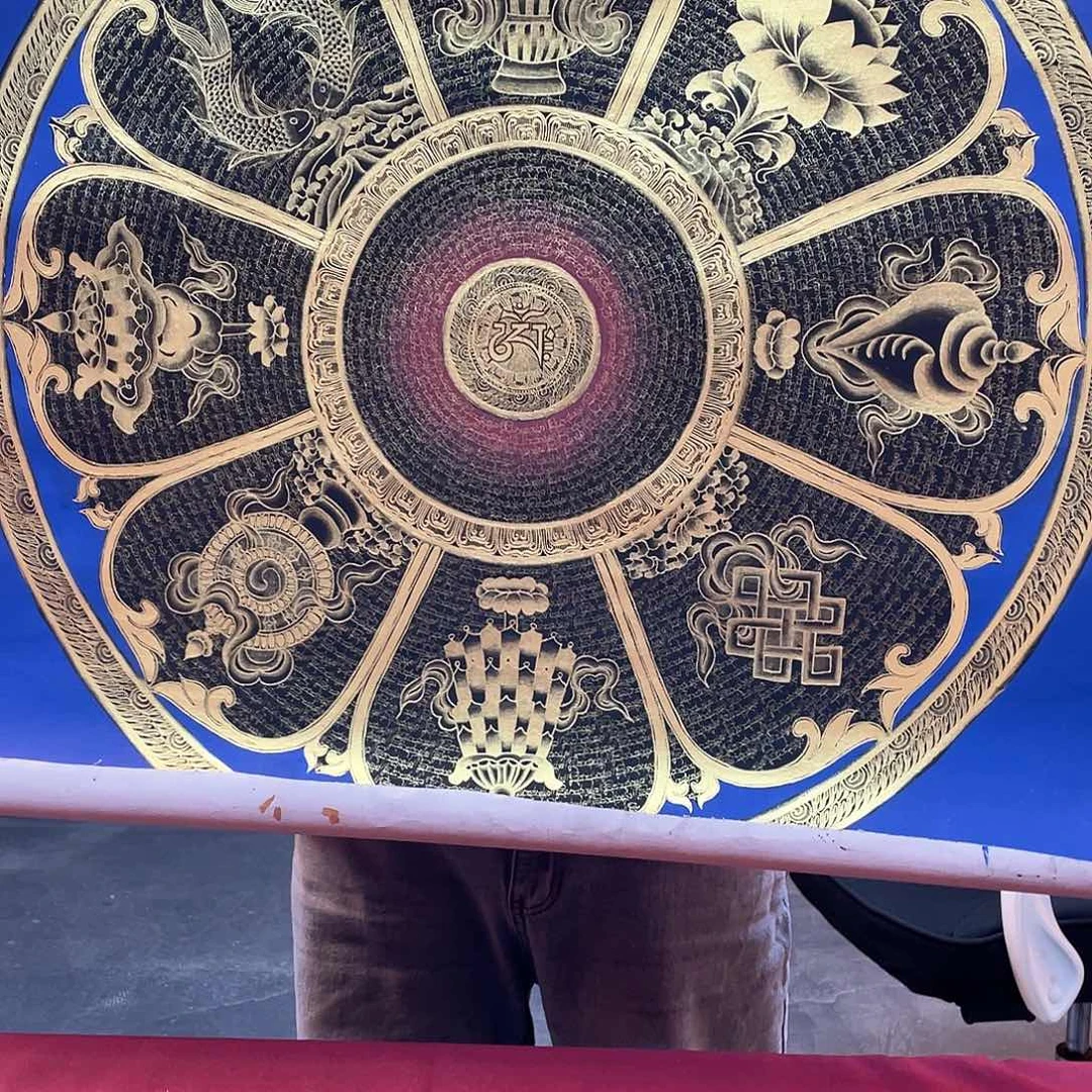 装裱画70×70那噶王八宝六字纯手绘