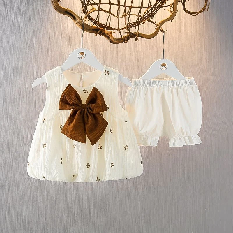 戴维贝拉【断码】2025新款夏季女童薄款儿童公主裙套装女宝宝无袖背