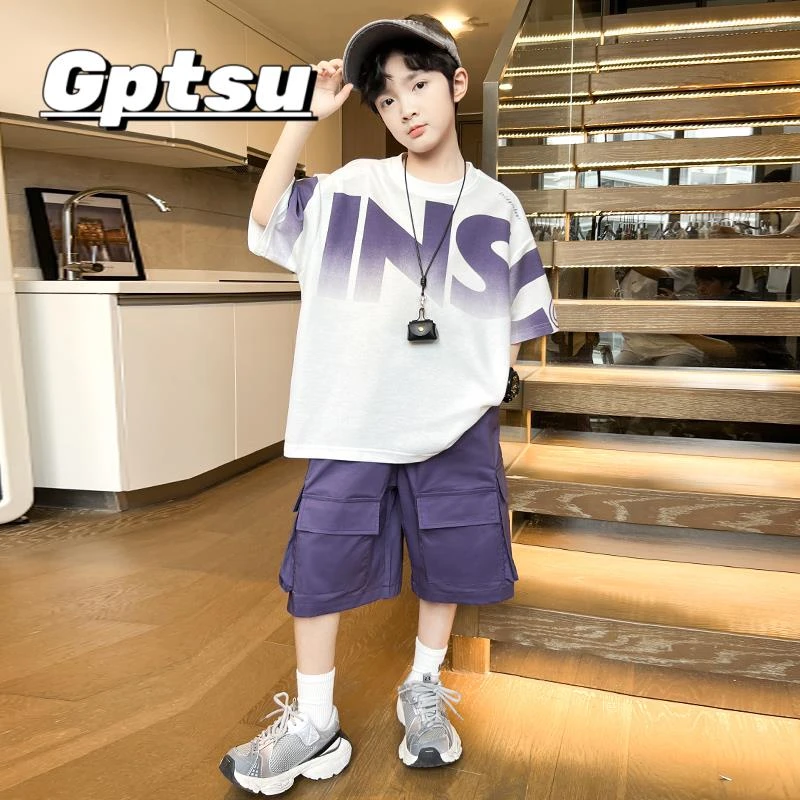 GPTSu童装男童夏装套装2025新款儿童夏季短袖中大童男孩薄款运动