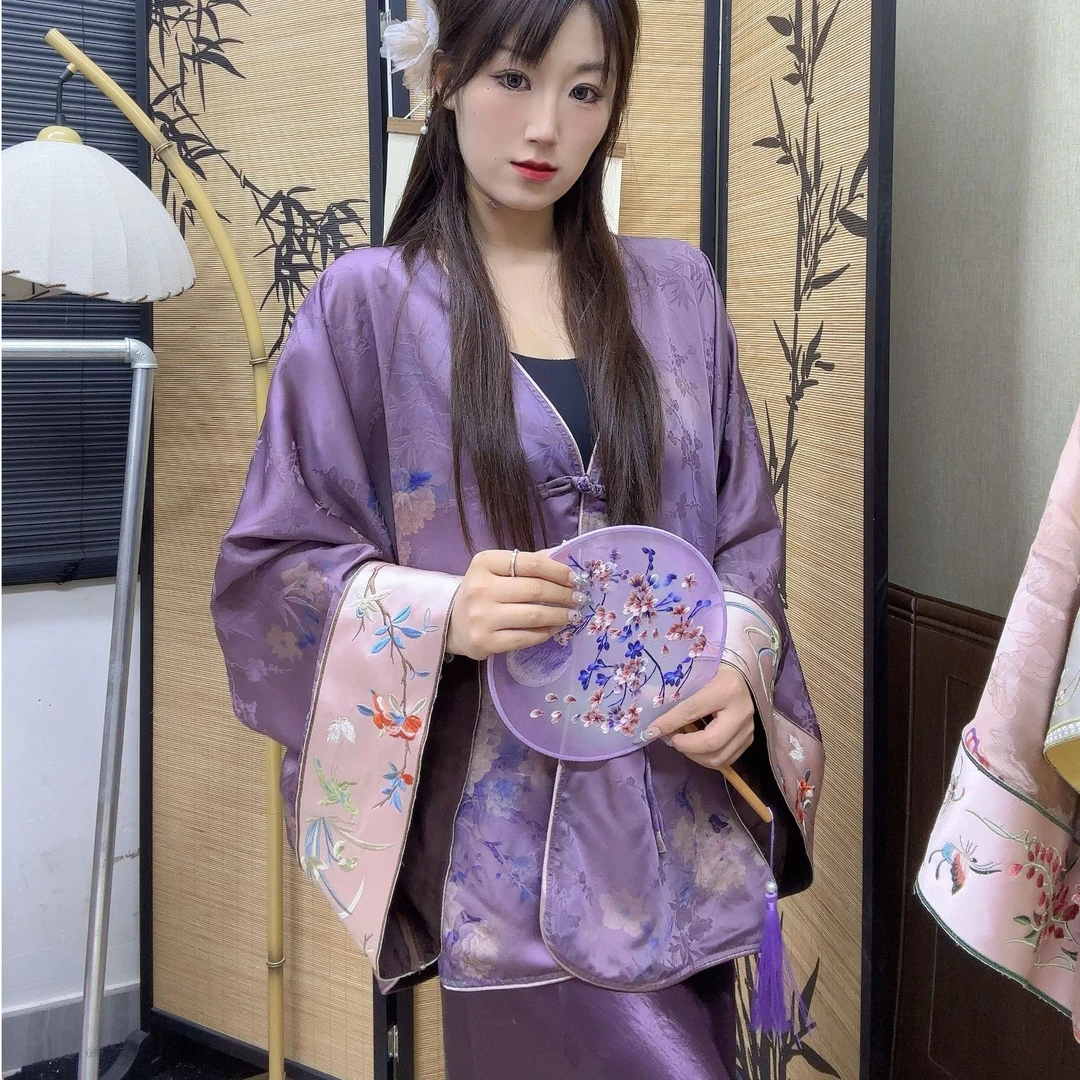 【白玉牡丹】新中式新款宽松禅意上衣复古提花新中式圆领