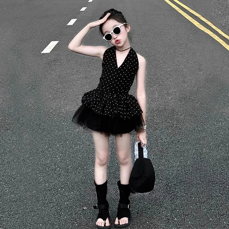 女童巨好看的连衣裙儿童港风裙子套装2025新款夏季高级感独特漂亮