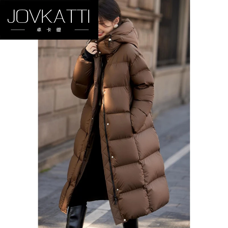 品牌高端美拉德长款冬季时尚女轻薄可拆卸羽绒服设计过膝显瘦外套