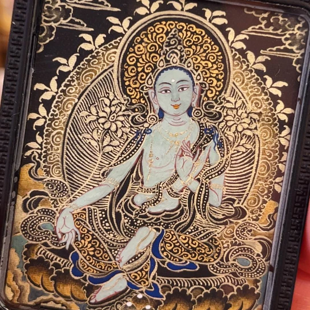 吊坠青海热贡手绘绿度母