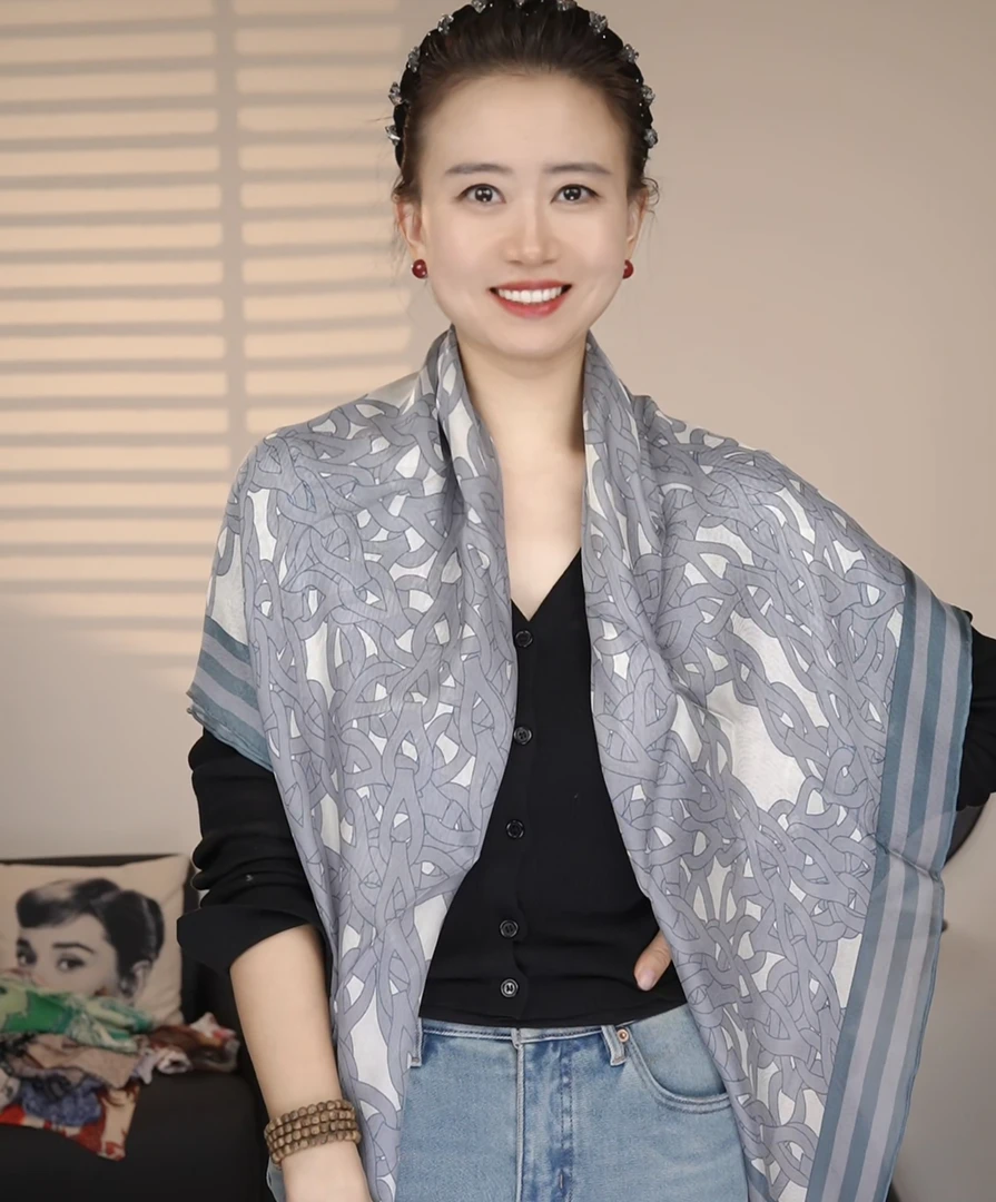 【福利桑蚕丝西丽纱66】宫丽105cm桑蚕丝西丽纱轻奢百搭时尚方巾