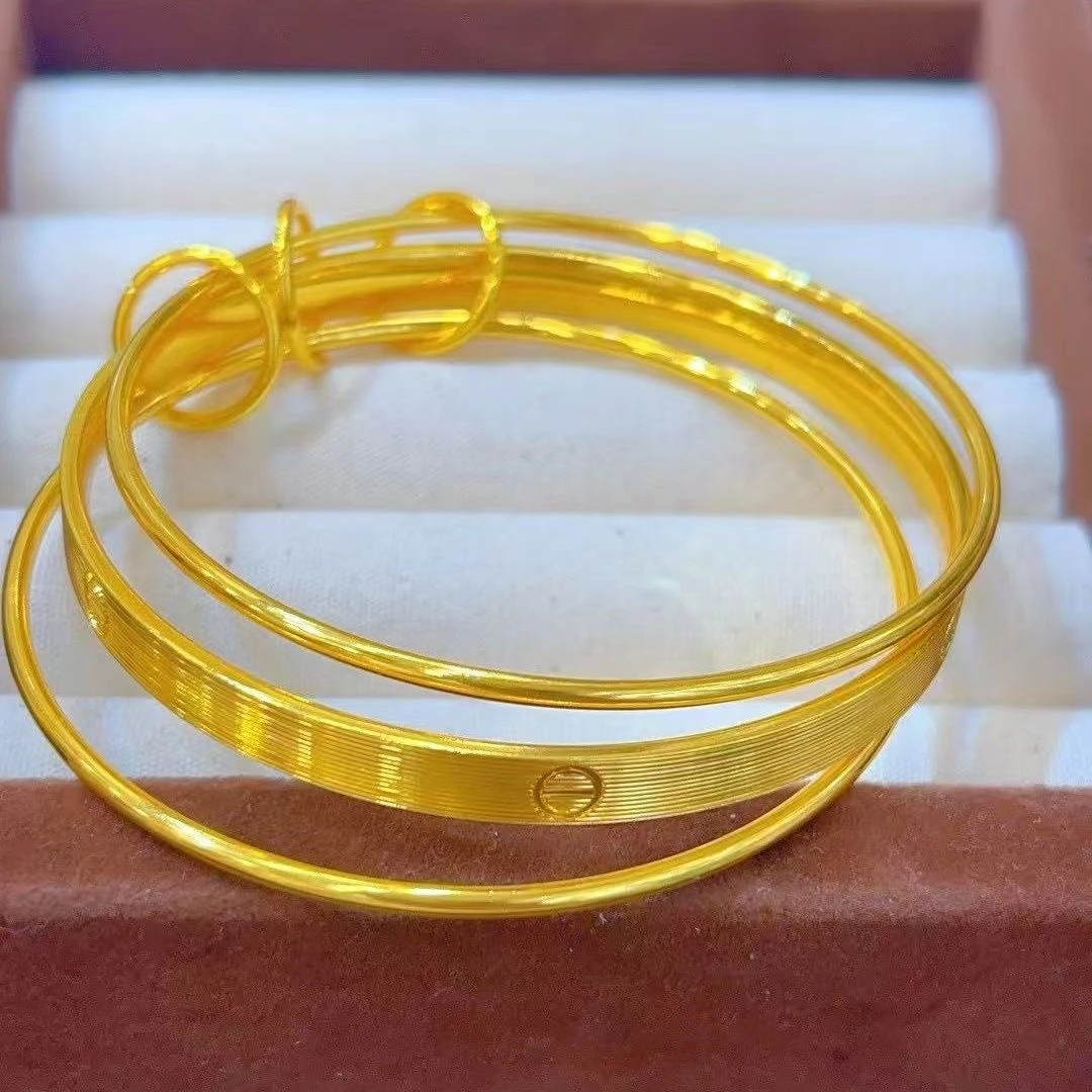 钛钢手镯 钛钢手镯 钛钢亚克力项链时尚古法饰品复精美镯子金色