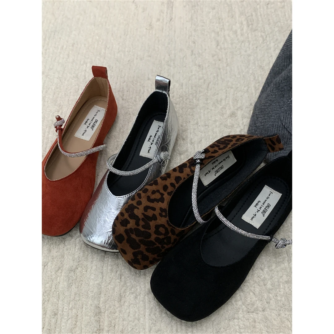 晚晚风温柔浅口单鞋女2025新款水钻闪闪玛丽珍鞋韩版奶奶鞋平底鞋