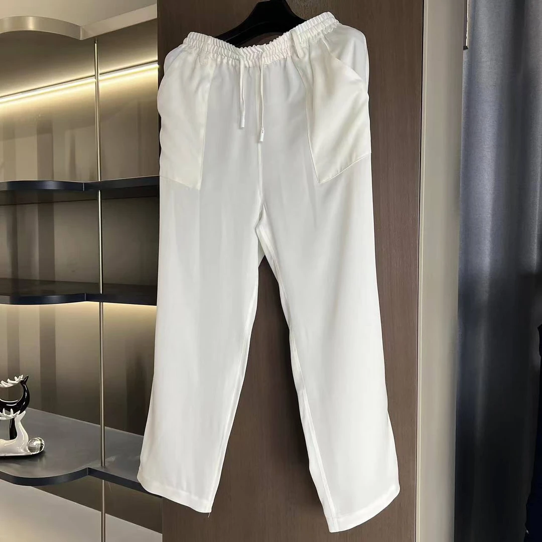 A-101-1裤2025新款桑蚕丝弹力缎男士百搭松紧腰宽松休闲裤