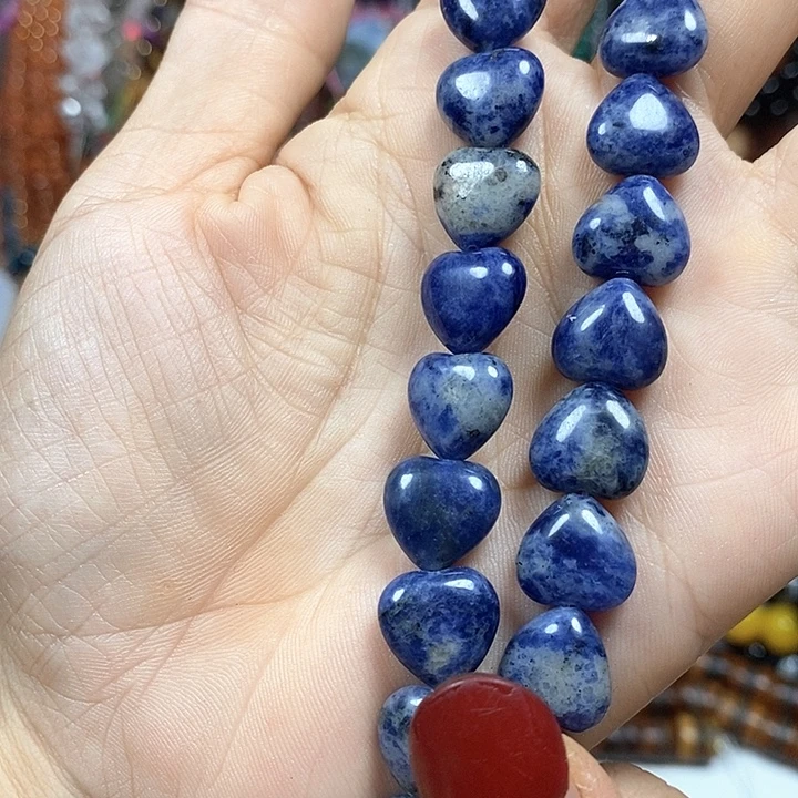 玛瑙/玉髓未镶嵌珠宝半成品天然蓝纹爱心卡12mm