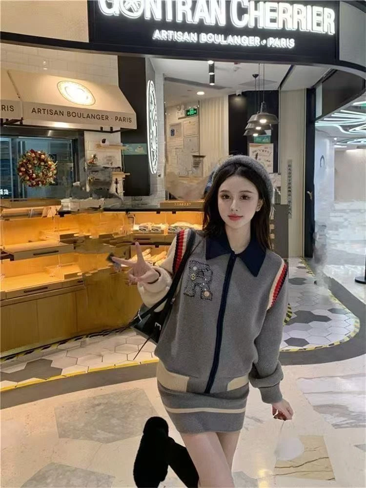 9642复古港风百搭时尚套装短款上衣秋冬加厚御姐风新中式