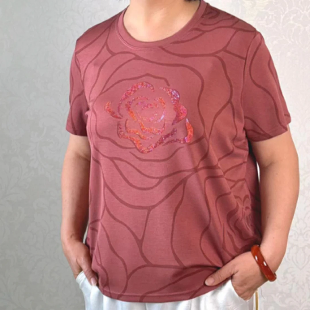 春夏休闲女士设计感重工半袖t恤时尚百搭夏季打底衫宽松显瘦洋气