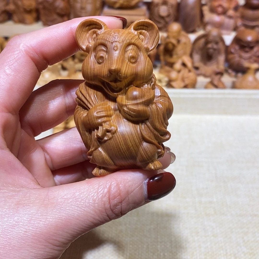 木广**中崖柏手把件，米老鼠