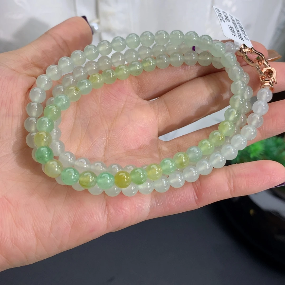 翡翠未镶嵌手串卡6冰胶渐变特色项链