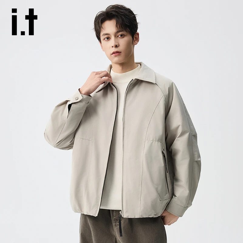 IT.FIVECM男士冬季新款翻领美式简约大方保暖透气白鸭绒羽绒服