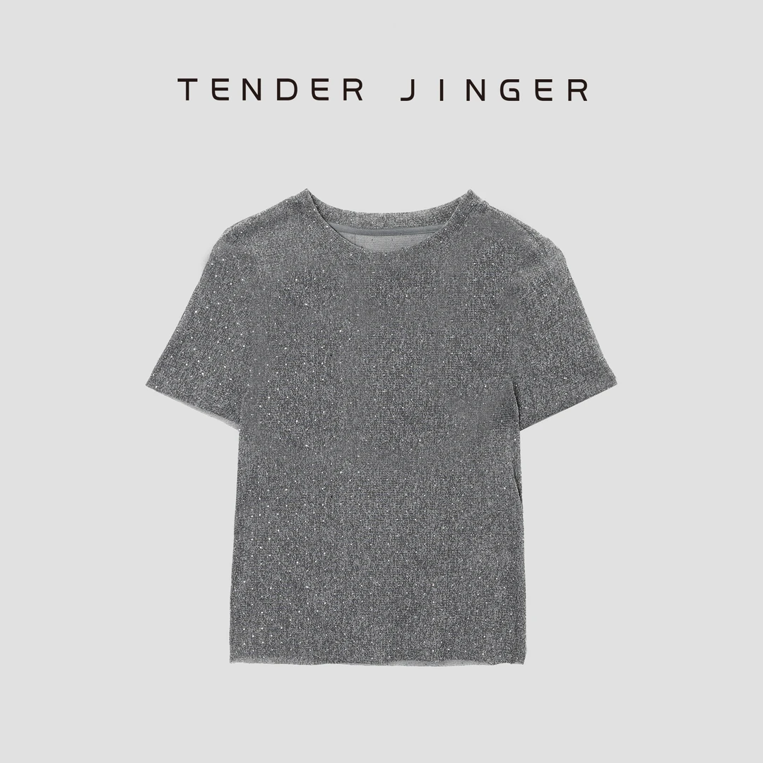 【疯狂星期三】2024夏时尚百搭烫钻圆领短袖T42SZS77248