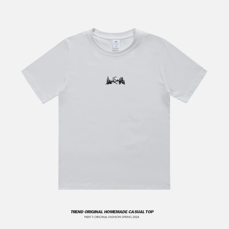 峻岭风景原创短袖夏季小众设计感宽松简约盐系男女情侣t恤