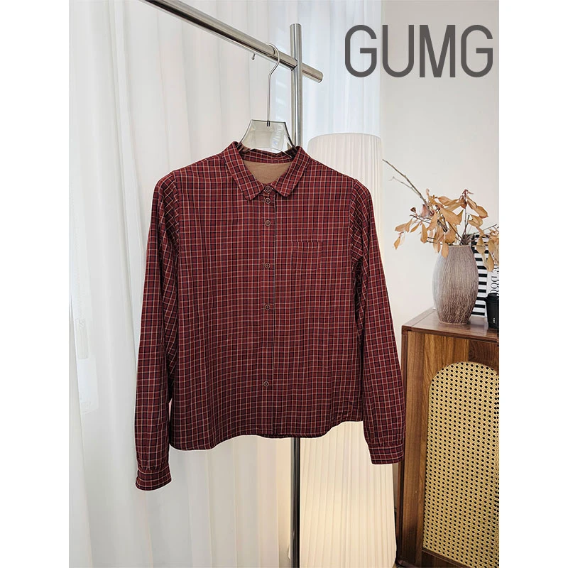 【女装优选】GUMG-古着日系格子加绒衬衫GM20536