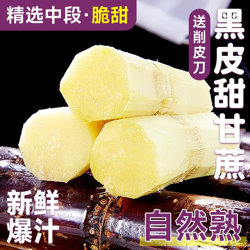 应季现砍直发广西黑皮甘蔗水果新鲜当季甜杆脆紫非青黄孕妇可食