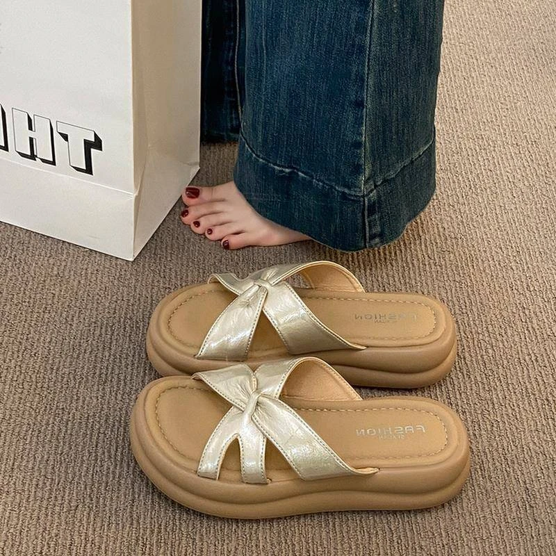 厚底外穿凉拖鞋女2025夏季新款女鞋舒适一脚蹬拖鞋时尚韩版沙滩鞋