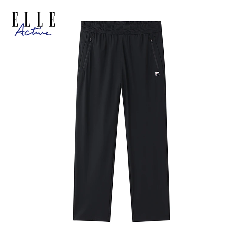ELLE Active2025新款休闲直筒长裤男运动裤简约宽松百搭松紧裤子