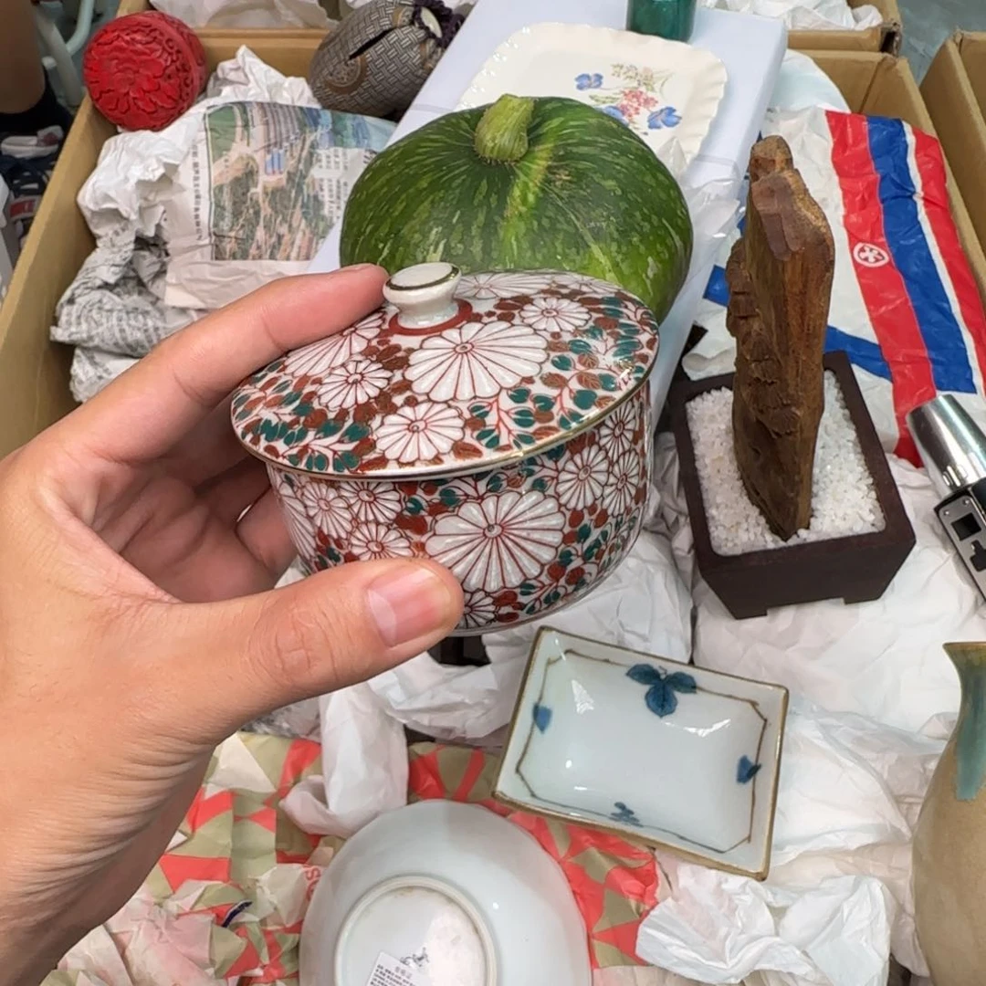 绿泥陶瓷孤品单件车里拍